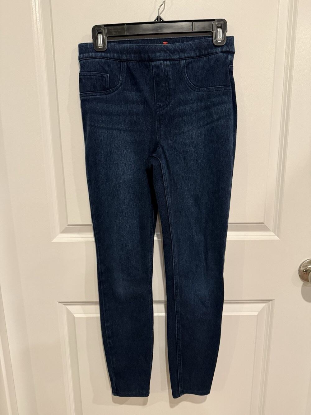 Spanx Jean-ish Ankle Leggings Dark Blue Jean Denim Look Stretch Pull On Sz S